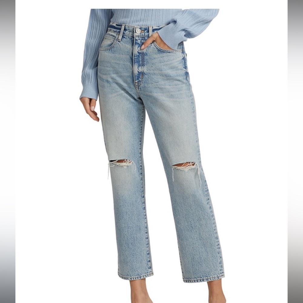 Slvrlake London Ankle Jeans Sz 27 Broken Hearts Wash Distressed EUC Straight Leg
